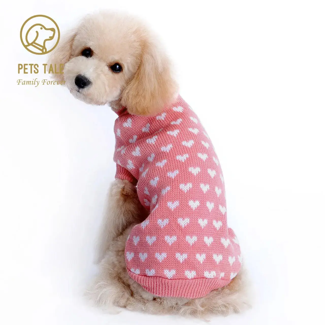 Dog Cozy Heart Pattern Winter Sweater - Image 7