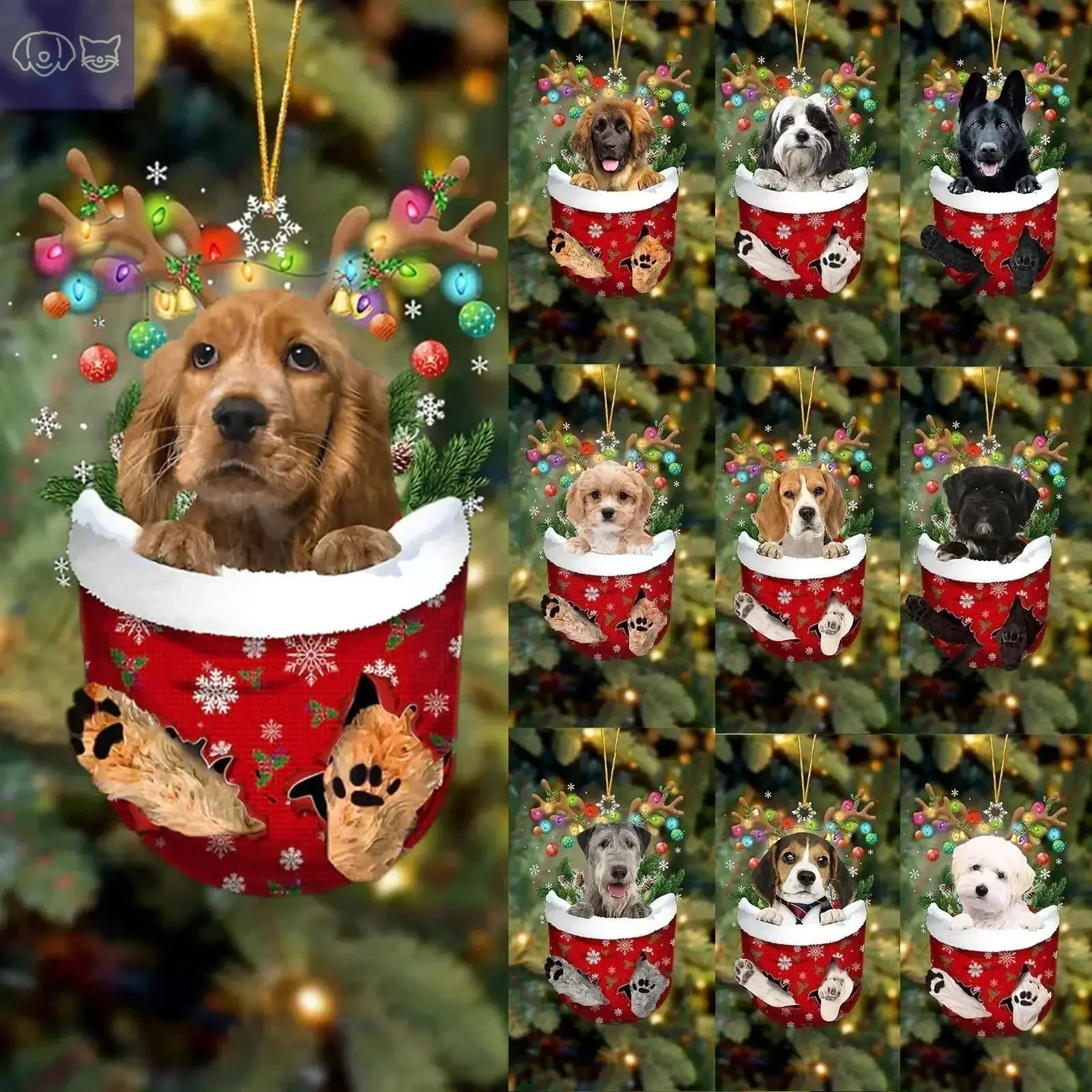 Dogs Snow Pocket Ornaments - Image 2