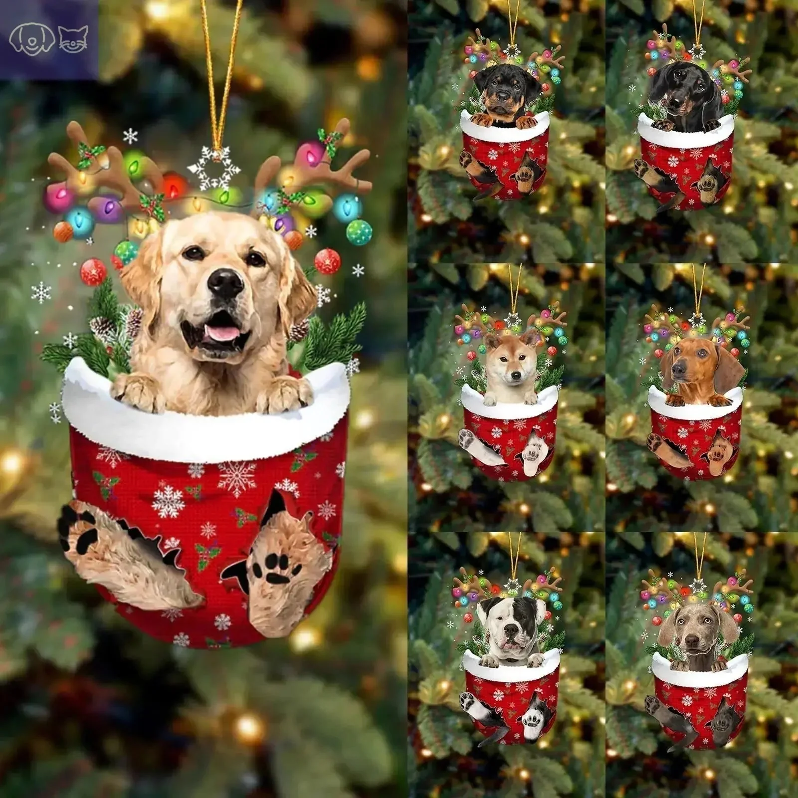 Dogs Snow Pocket Ornaments - Image 3