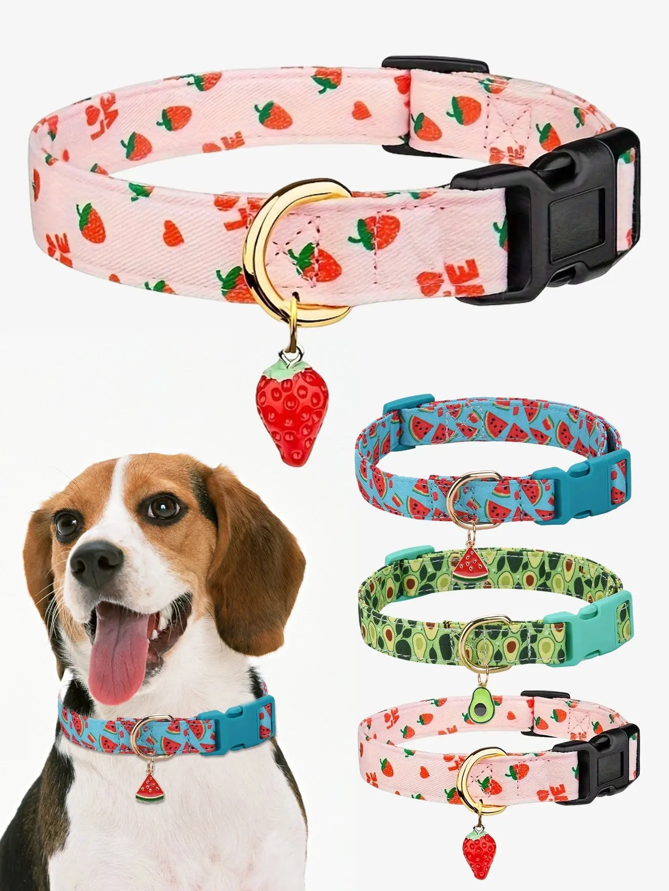 Fruit Pattern Dog Collar with Metal Pendant – Stylish & Comfortable - Image 6