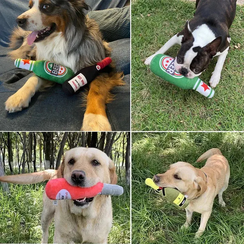 Champagne Wine Bottle Dog Toy: Plush, Squeaky, Bite-Resistant 🍾 - Image 2