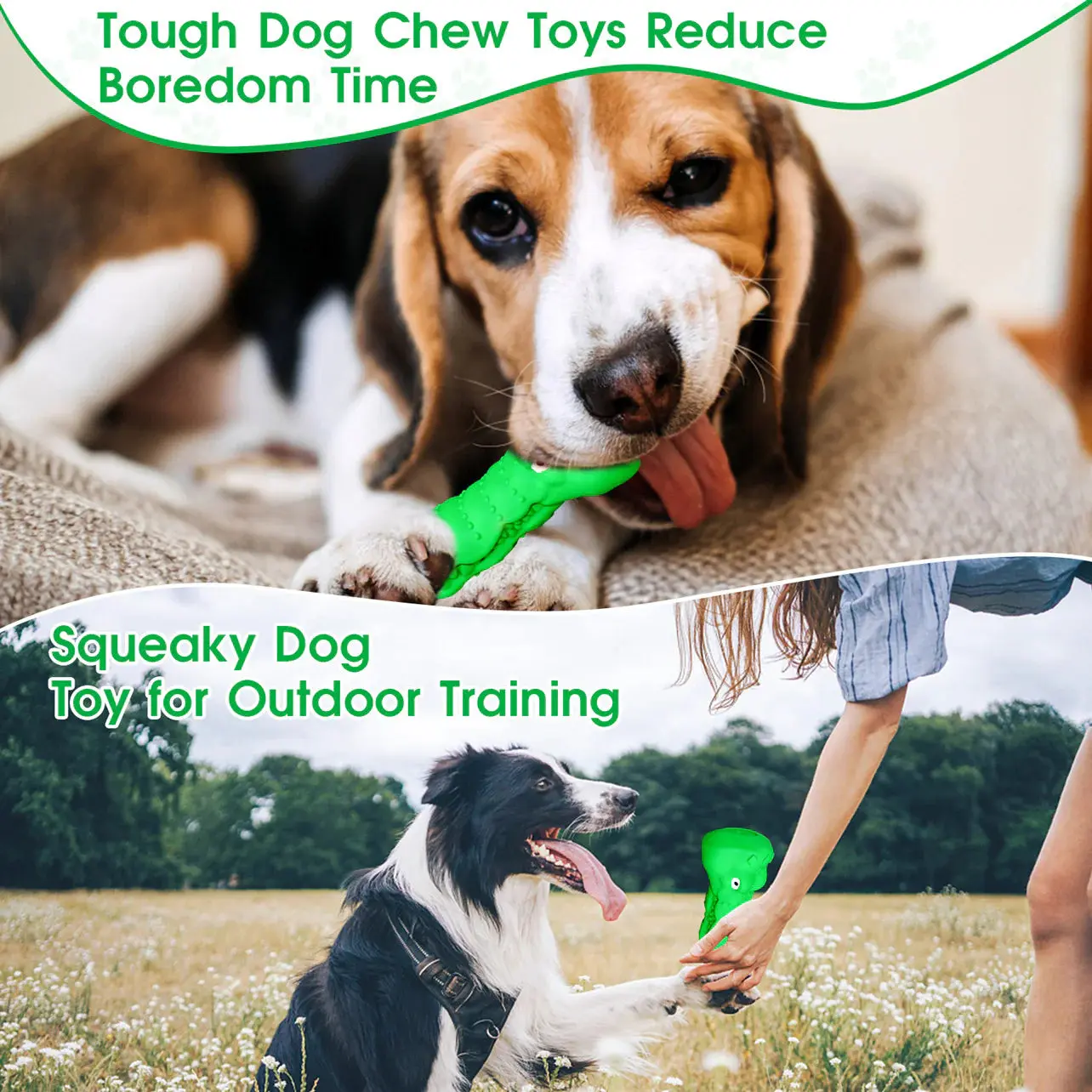 Green Rubber Alligator Toy  Head Dog Chew For Aggressive Chewers - Image 2