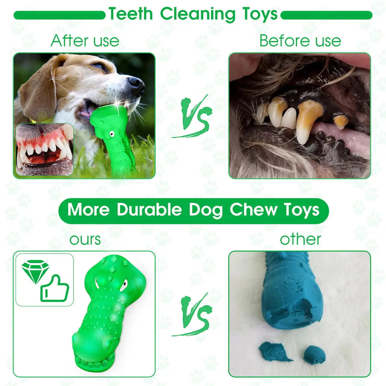 Green Rubber Alligator Toy  Head Dog Chew For Aggressive Chewers - Image 3