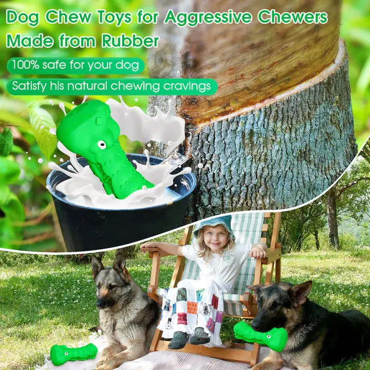 Green Rubber Alligator Toy  Head Dog Chew For Aggressive Chewers - Image 6