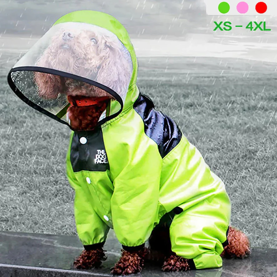 Waterproof Dog Raincoat Jumpsuit with Hood – Water-Resistant Full Body Pet Jacket