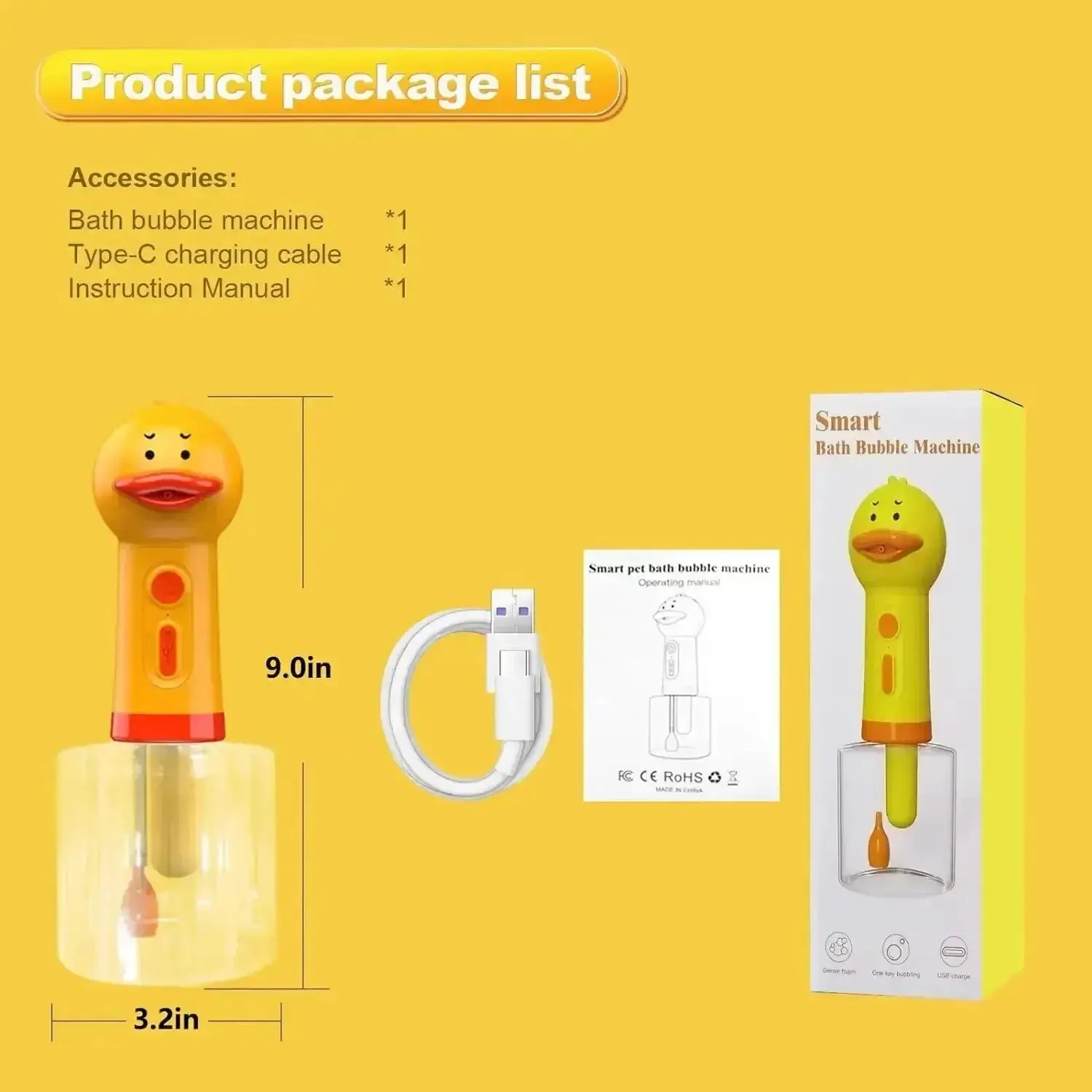 Yellow Duck Electric Foam Machine – USB Automatic Soap Dispenser - Image 6